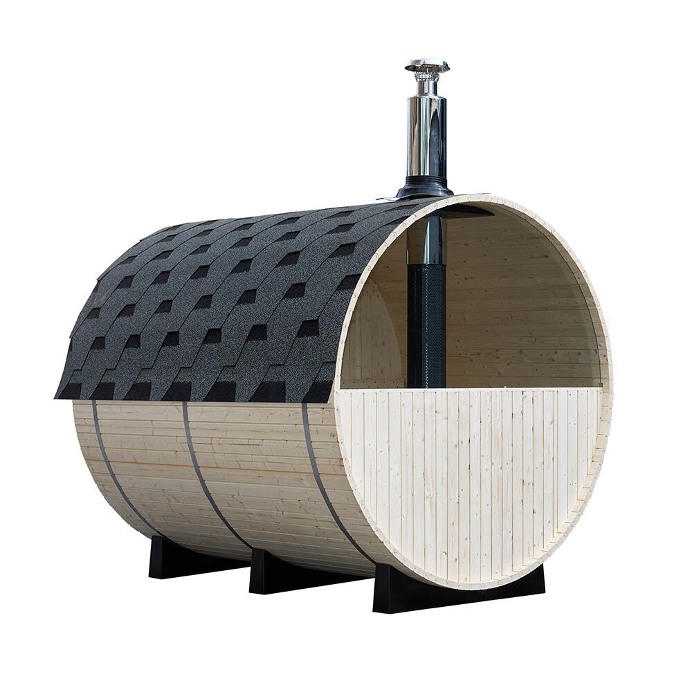 Sauna tonneau LAGOM DELUXE avec poêle à bois, env. 210 × 240 cm 5/7