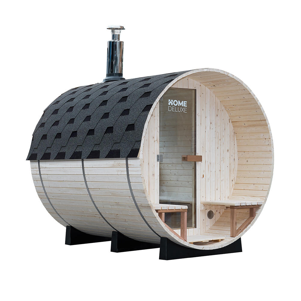 Sauna tonneau LAGOM DELUXE avec poêle à bois, env. 210 × 240 cm 4/7