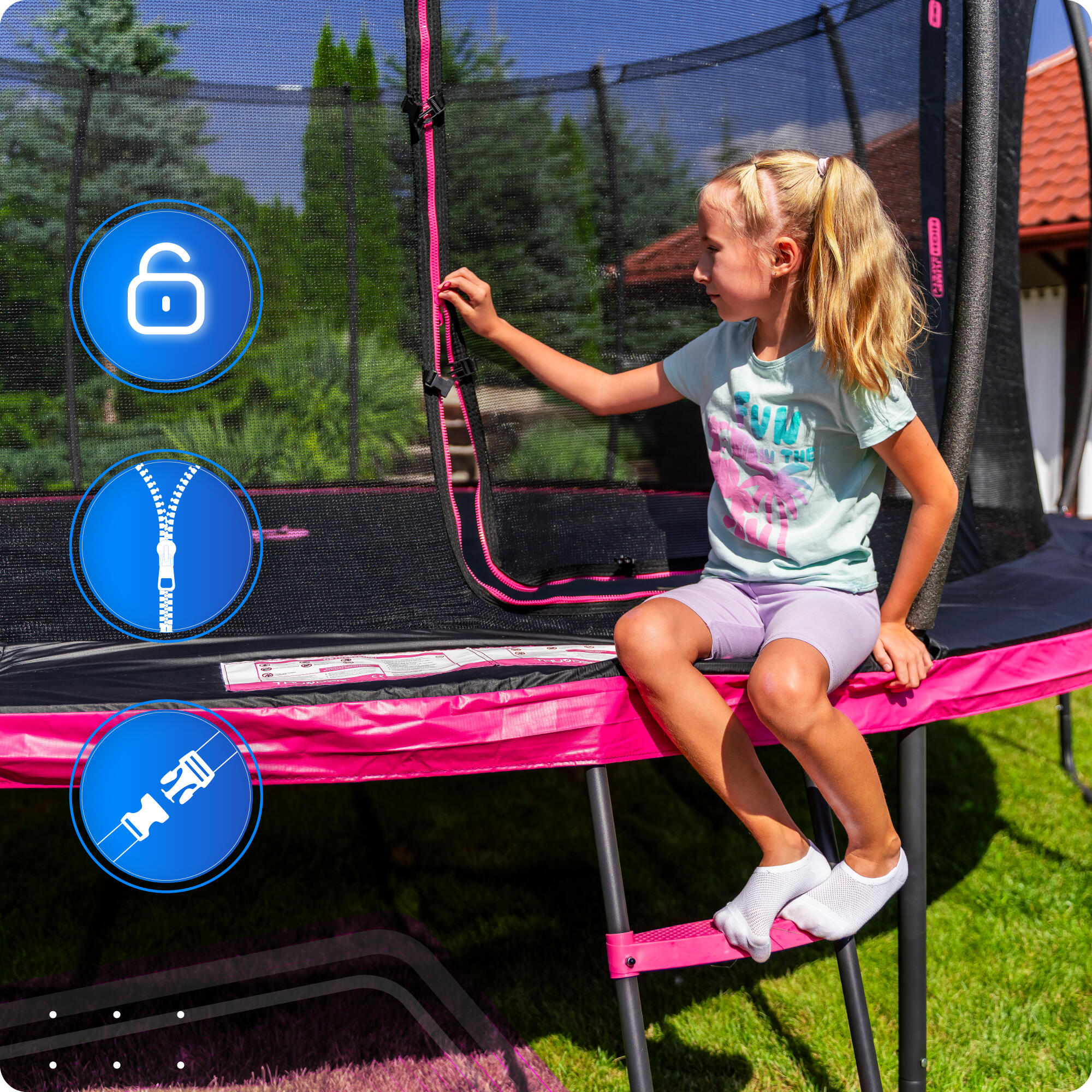 Trampolin für Kinder für den Garten THUNDER INSIDE ULTRA 14FT 427CM rosa 5/7