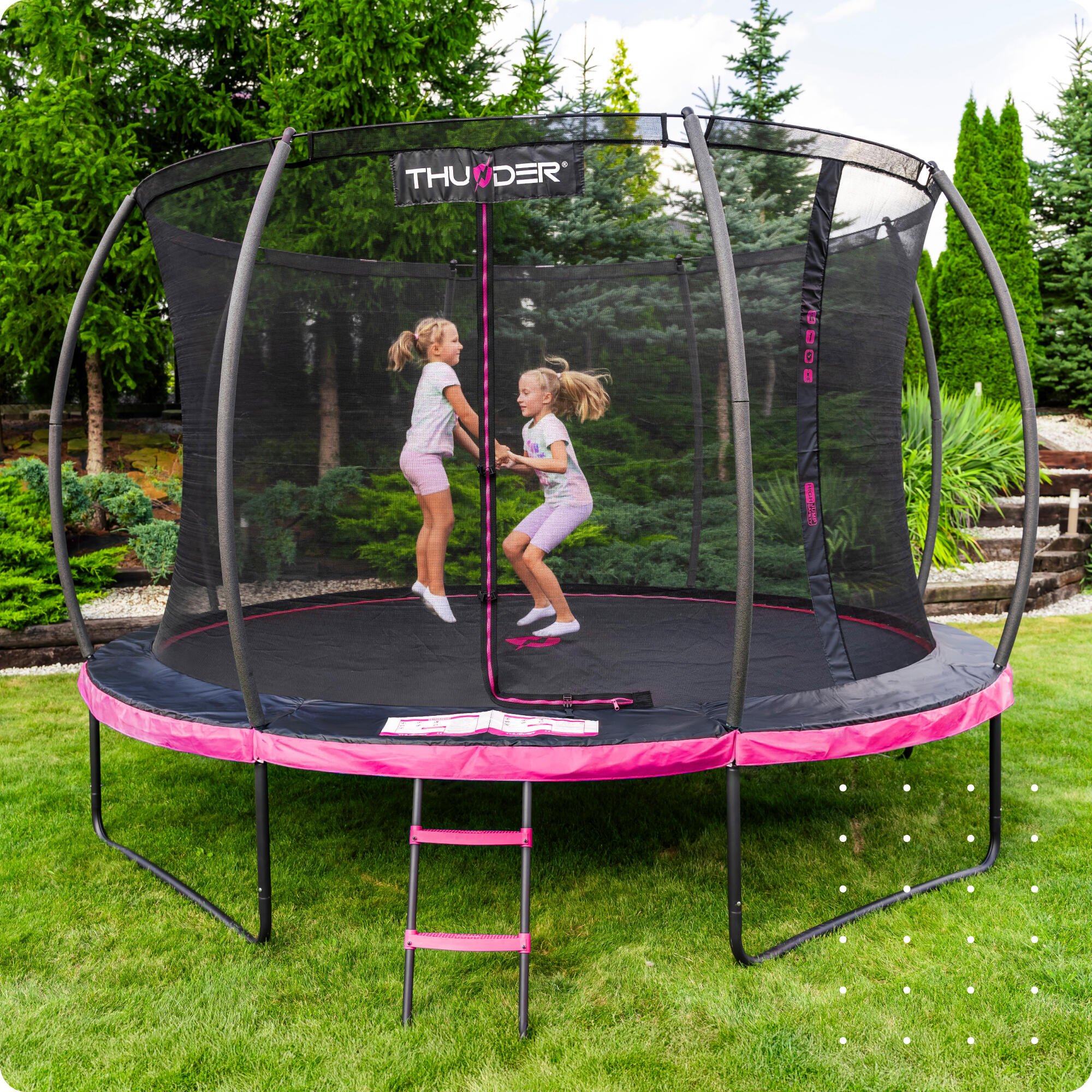 Trampoline voor kinderen voor in de tuin THUNDER INSIDE ULTRA 10FT 305CM roze