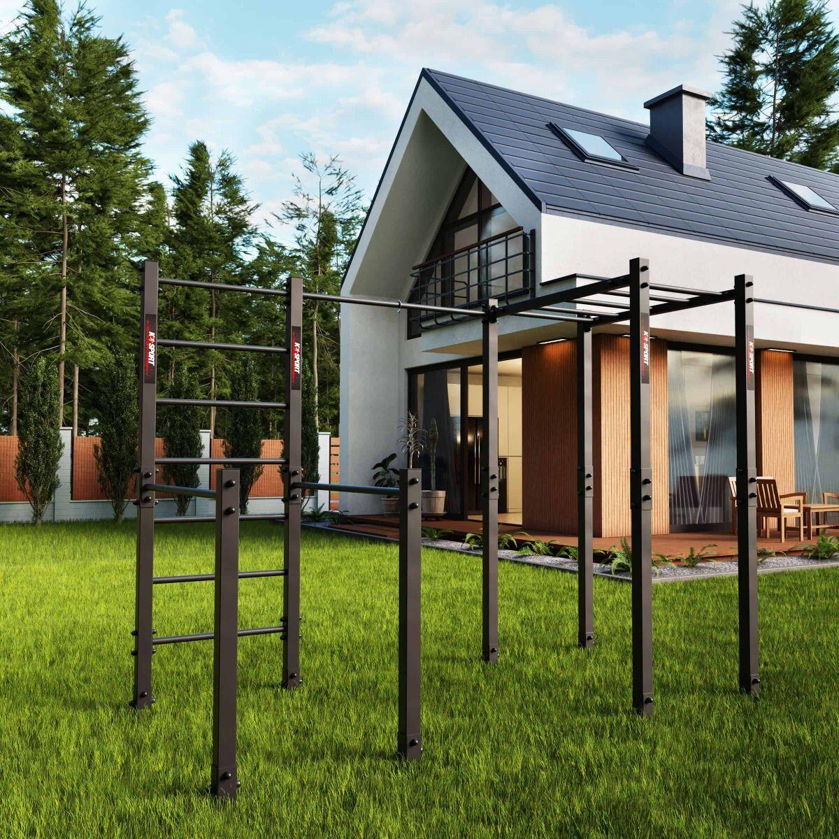 Outdoor Calisthenics Apparatuur met Muur Bars en opknoping Ladder, Dip Station 3/7