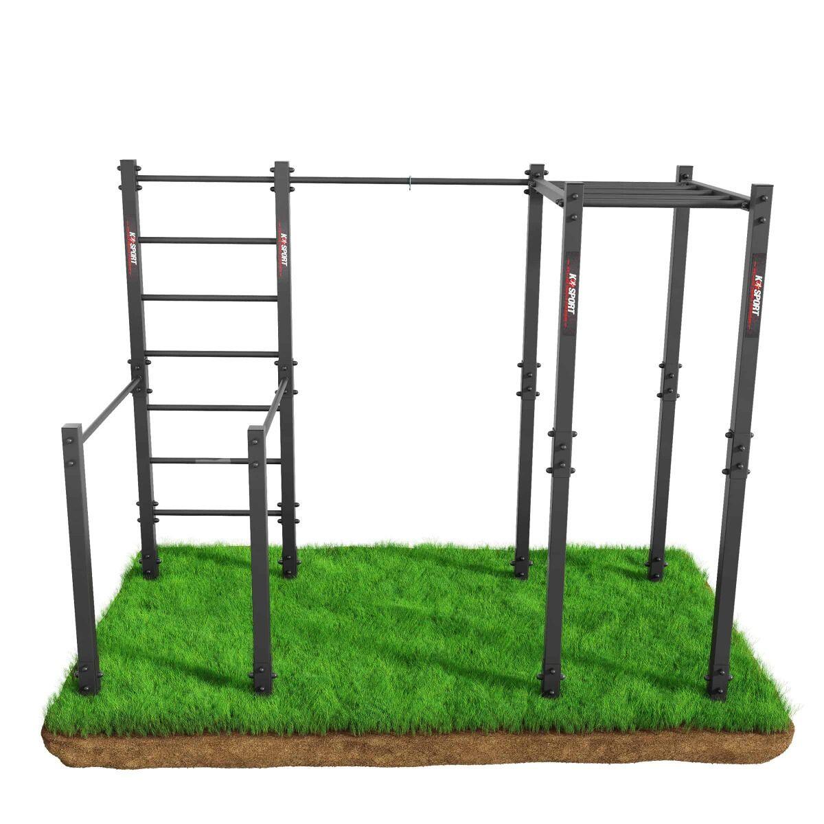 Outdoor Calisthenics Apparatuur met Muur Bars en opknoping Ladder, Dip Station 2/7