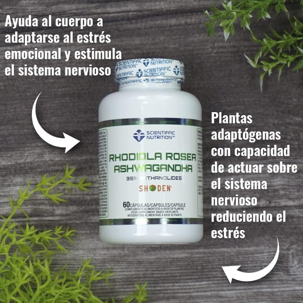 Rhodiola Rosea e Ashwagandha 60 cápsulas Scientiffic Nutrition 3/3
