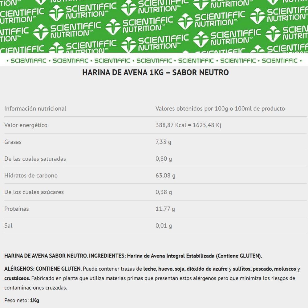 Harina de avena 1Kg Neutra Scientiffic Nutrition 3/3