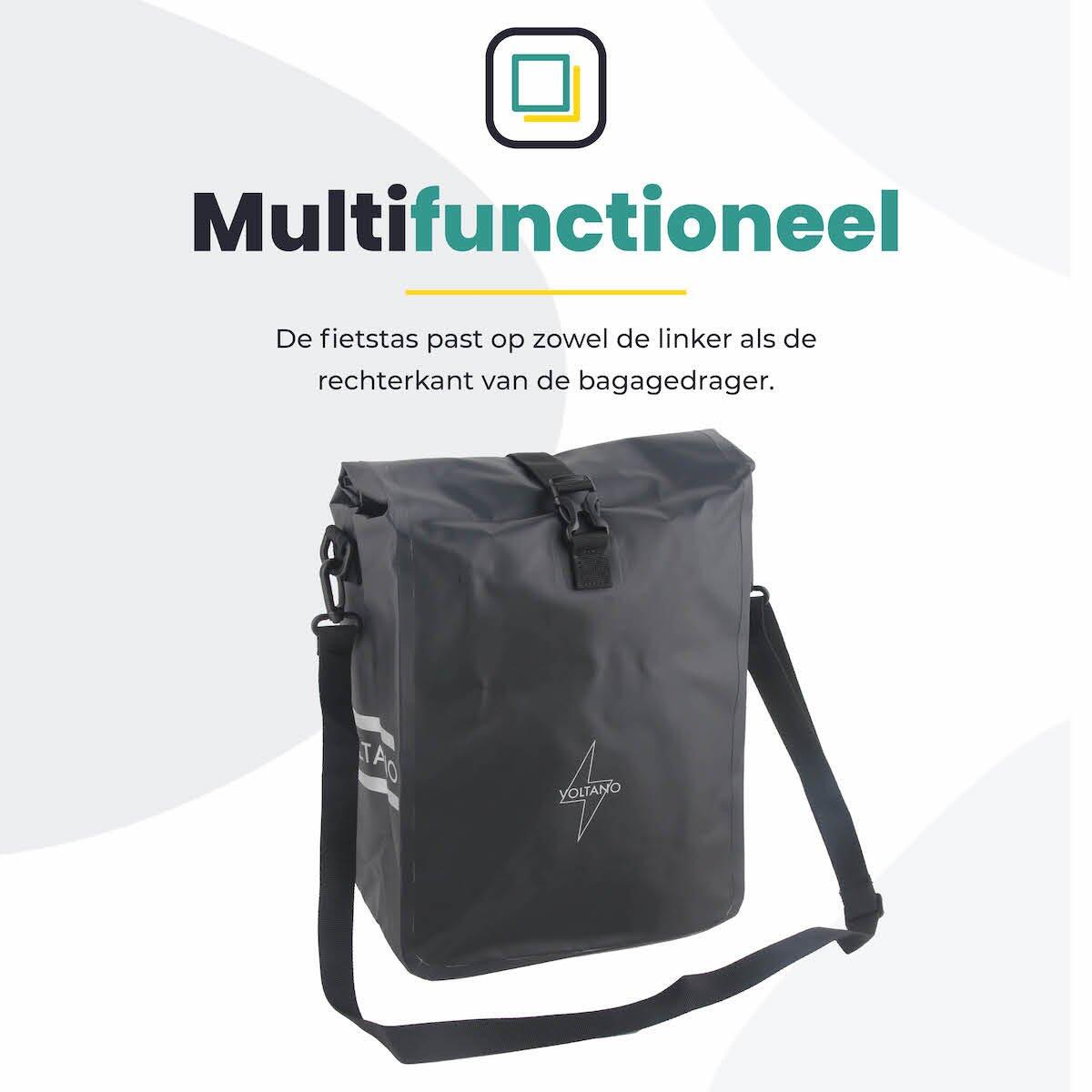 Voltano Fietstas 16L - Zwart - Enkele Pakaftas - 100% Waterdicht 6/7