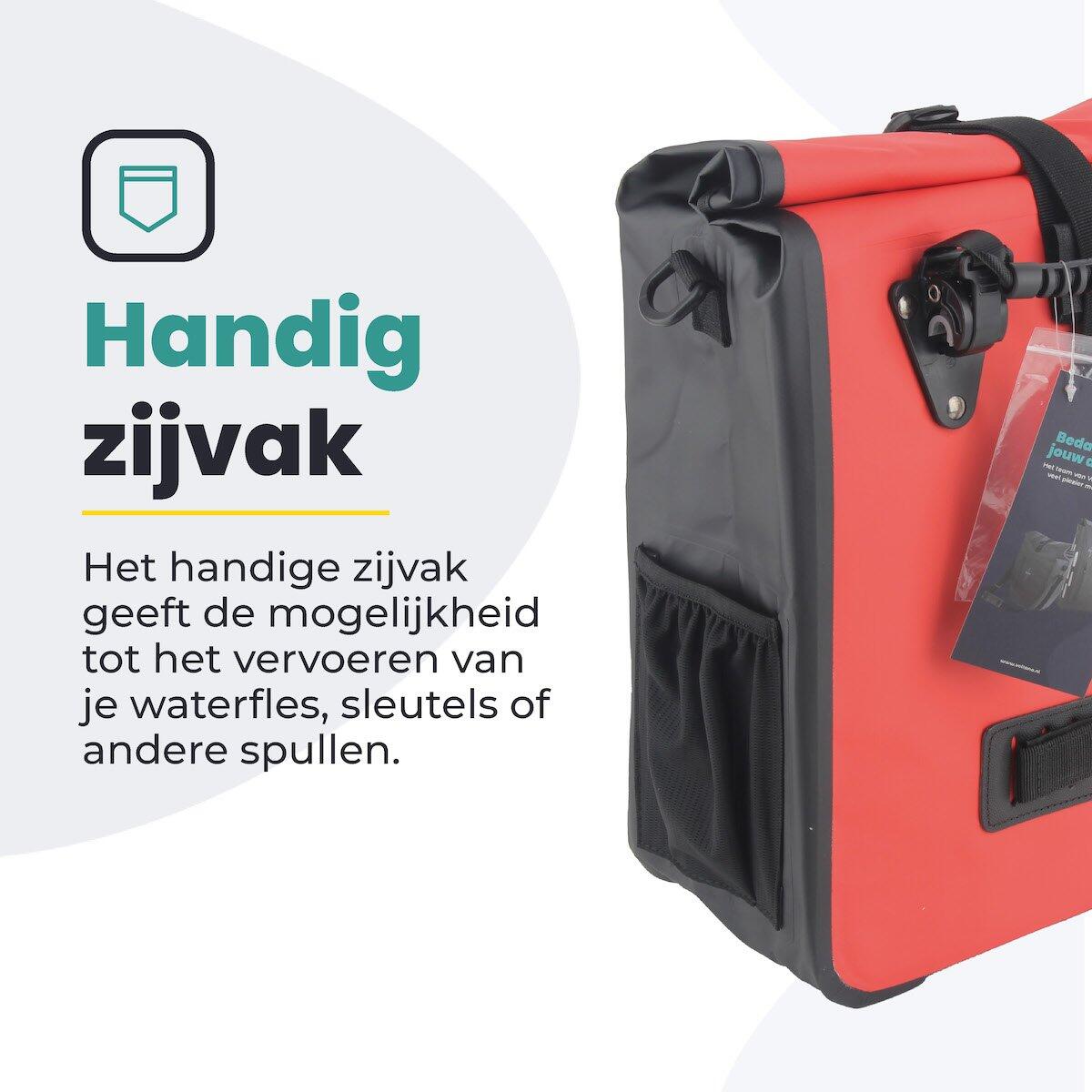 Voltano Fietstas 16L - Zwart / Rood - Enkele Pakaftas - 100% Waterdicht 2/7