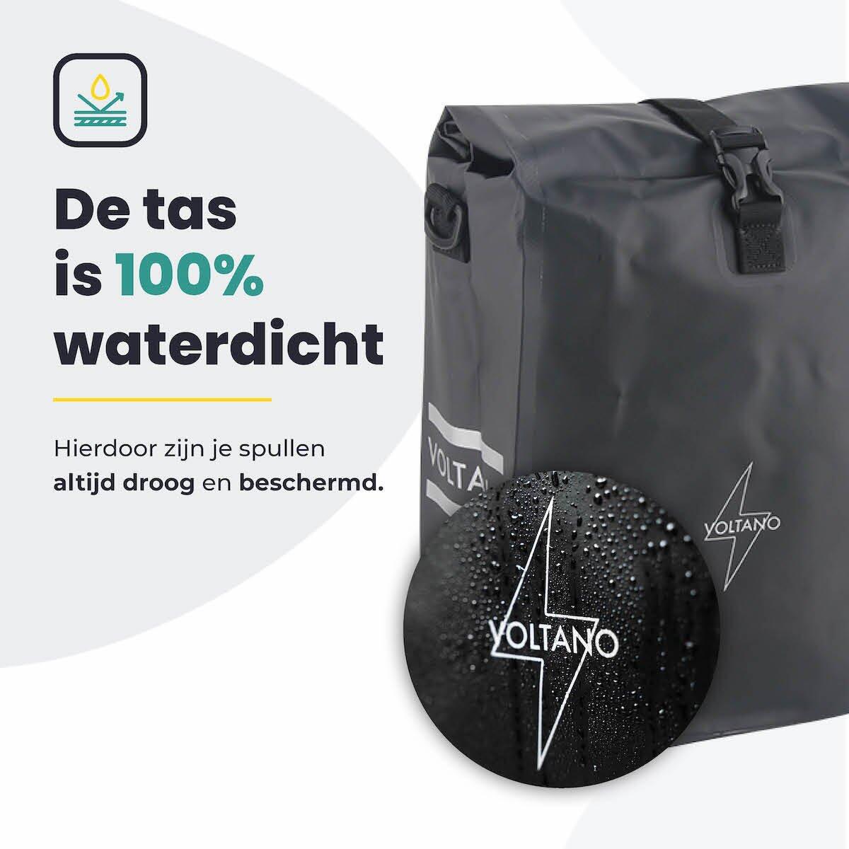 Voltano Fietstas 16L - Zwart - Enkele Pakaftas - 100% Waterdicht 2/7