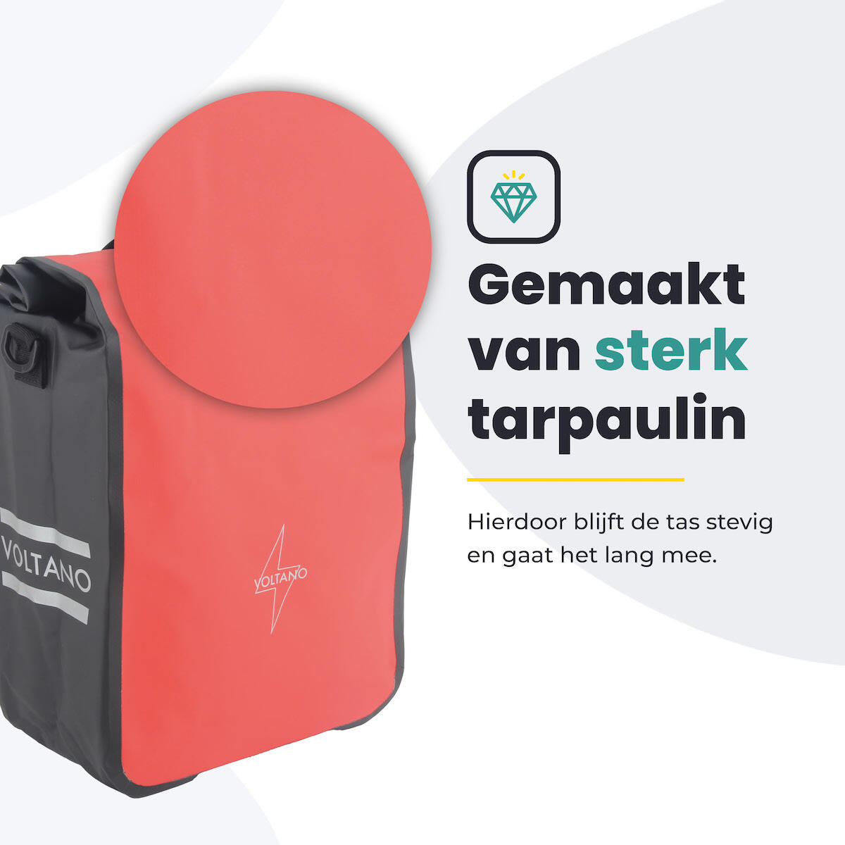 Voltano Fietstas 16L - Zwart / Rood - Enkele Pakaftas - 100% Waterdicht 7/7