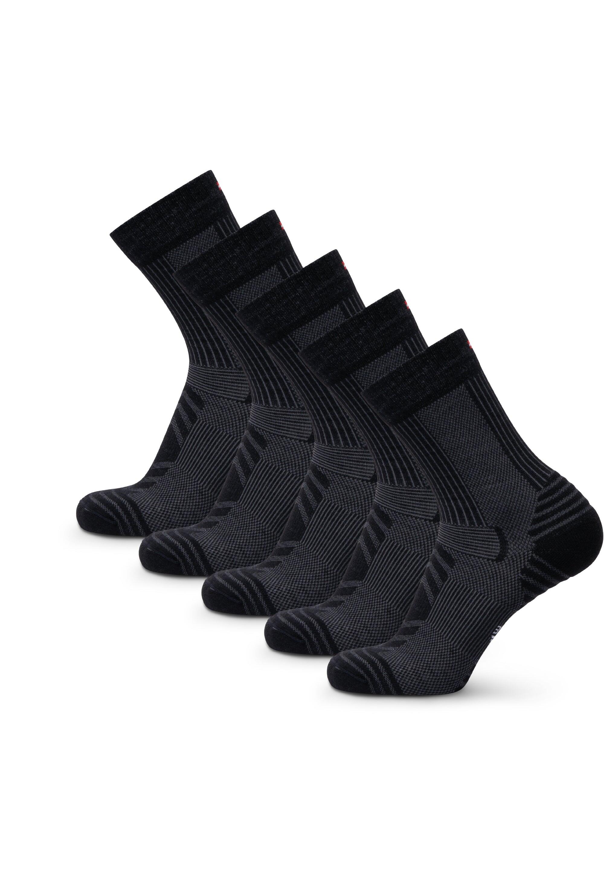 Calcetines de senderismo 5 pares Ligeros de Lana Merino Transpirables y Cálidos 2/4