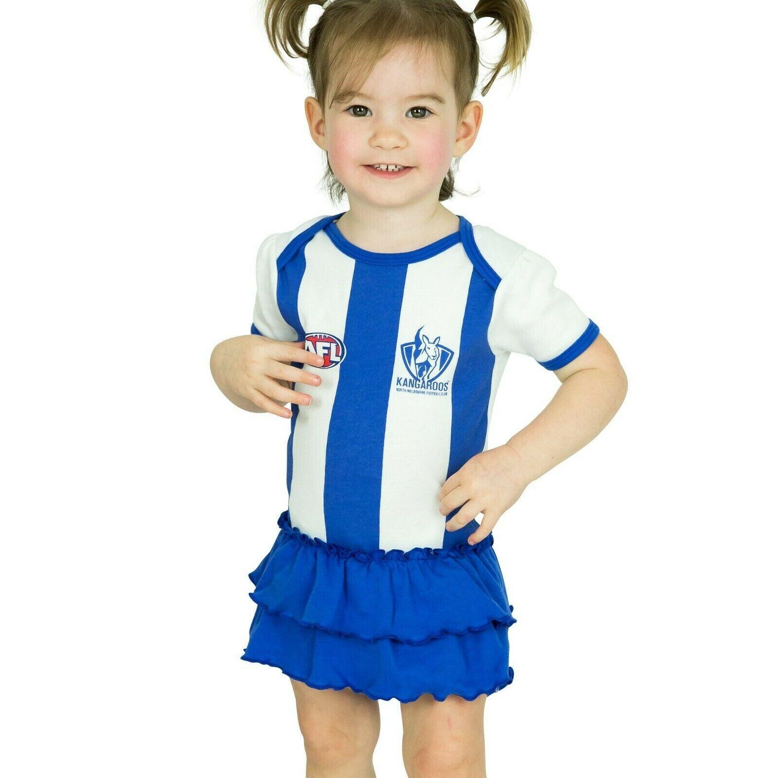 AFL Girls Tutu Footy Suit Body Suit - North Melbourne Kangaroos - Baby Toddler