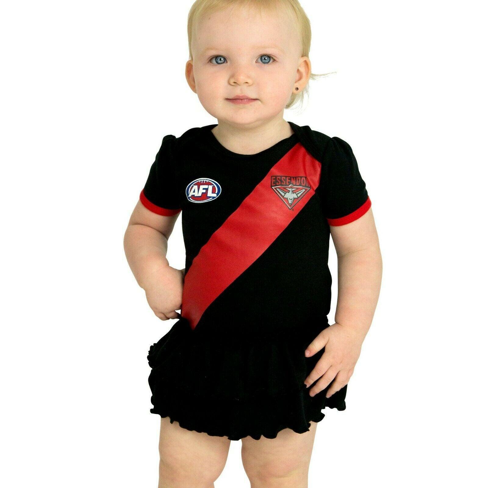 AFL Girls Tutu Footy Suit Body Suit - Essendon Bombers - Baby Toddler Infant