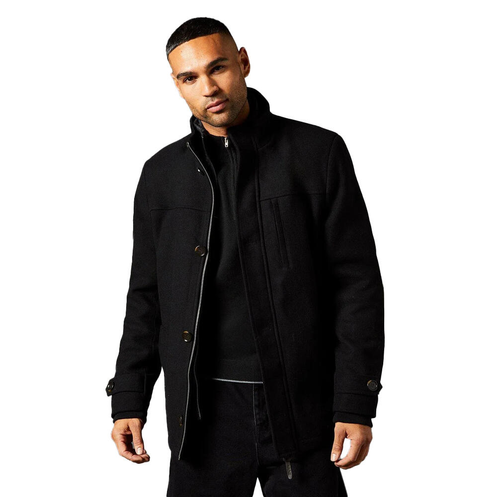 Maine Mens Wool Blend Funnel Neck Jacket