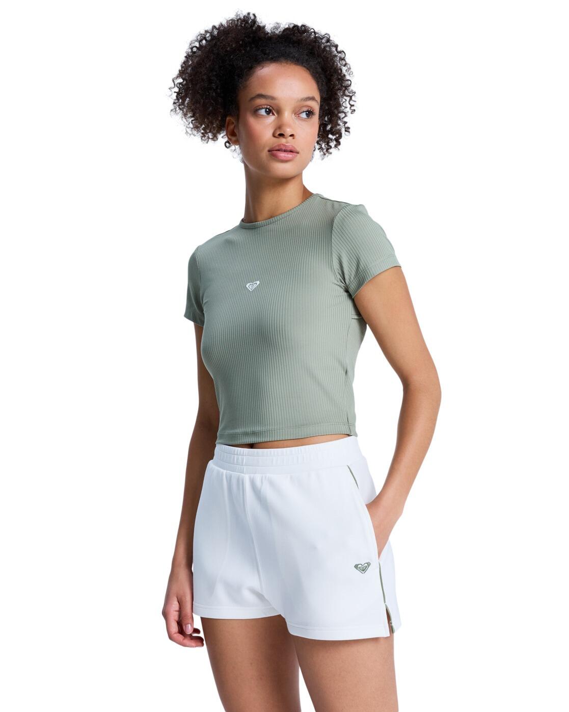 Short taille élastique RISE & VIBE Blanc Femme 3/4