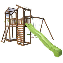 Aire de jeux 2 tours avec toboggan FUNNY SWING & BRIDGE 150