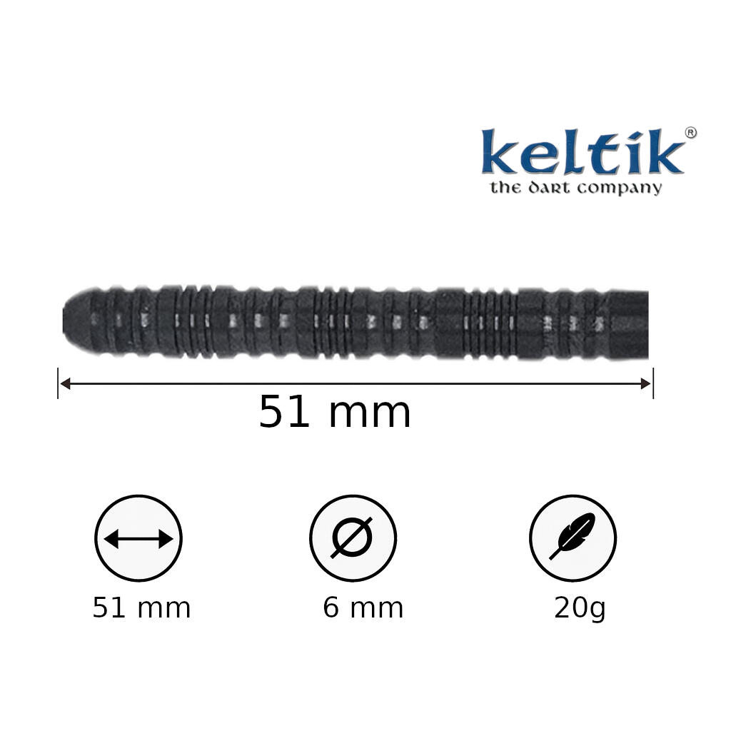 Dardos Steel Dart Keltik Corvin 20 g Black – 90 % tungsteno 3/6