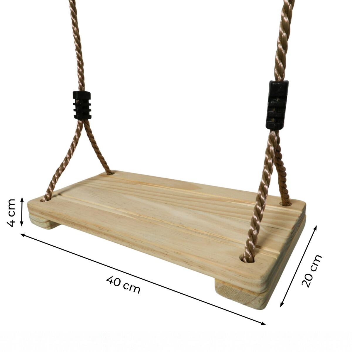 Altalena in legno regolabile per adulti e bambini, per aree giochi all'aperto 3/4