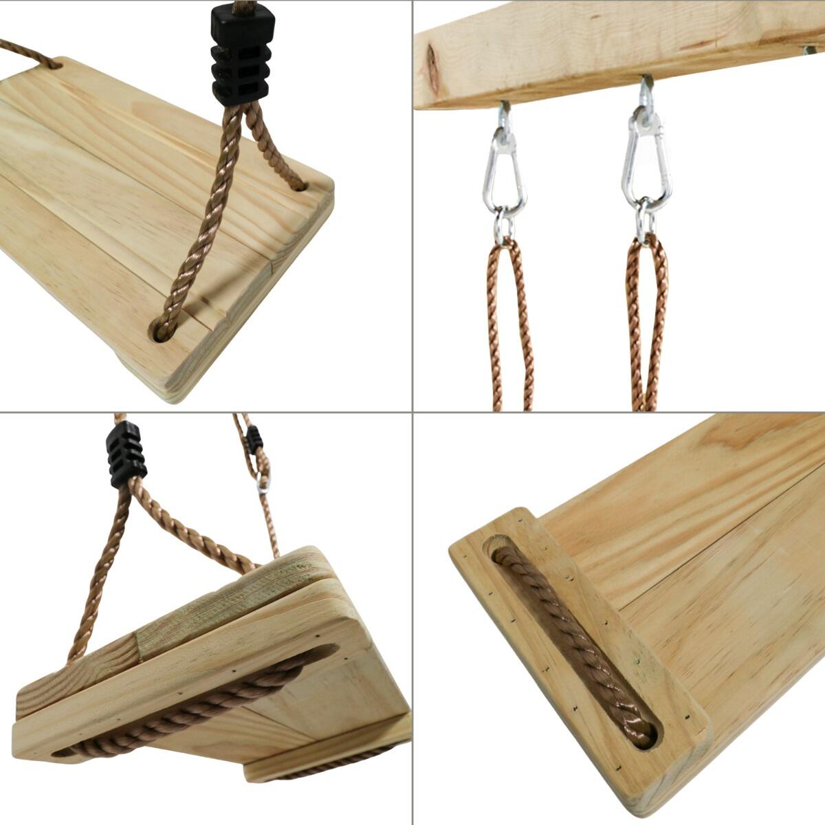 Altalena in legno regolabile per adulti e bambini, per aree giochi all'aperto 4/4
