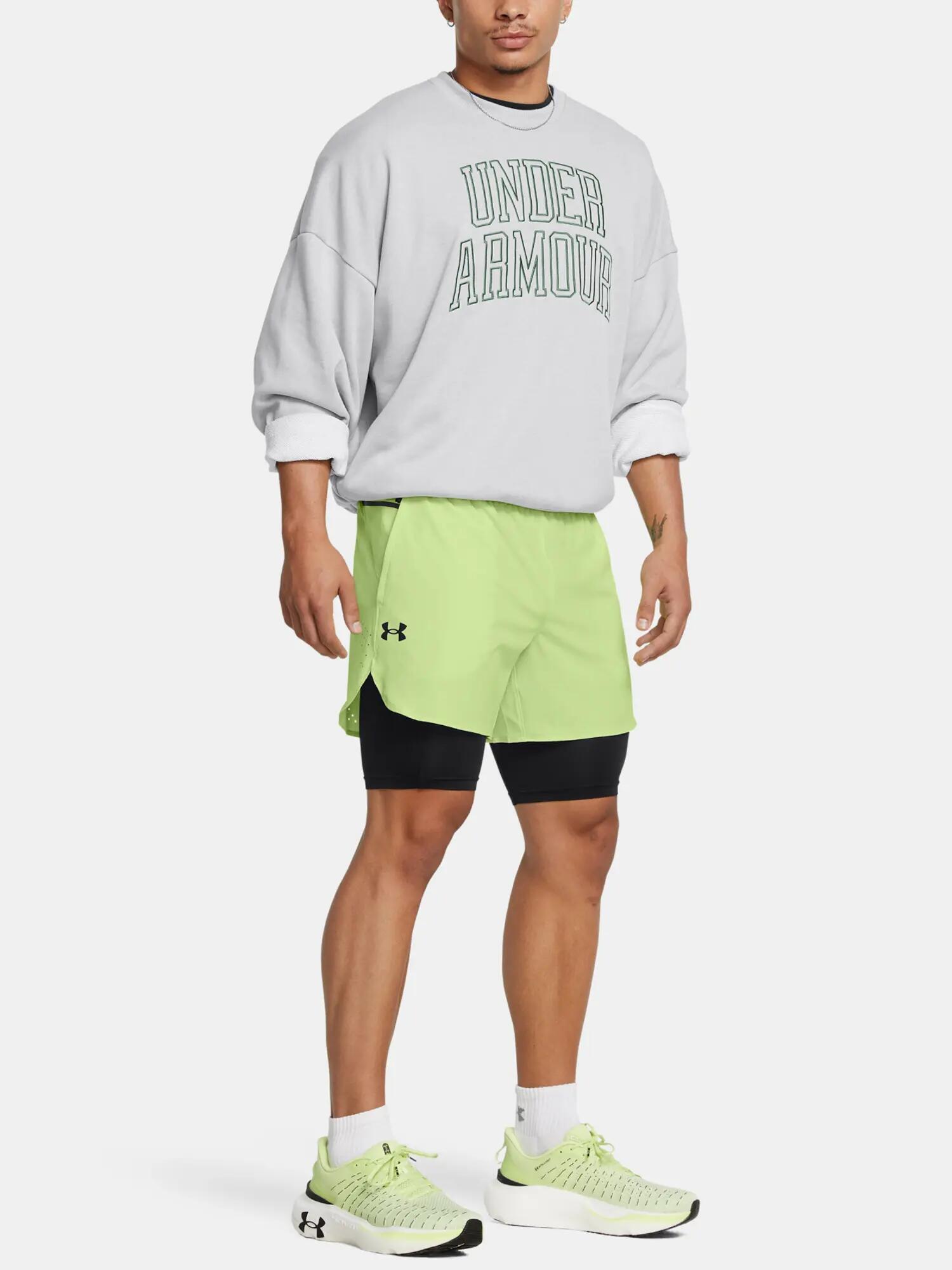 Mens Peak Woven 2 in 1 Running Shorts (Green) 6/6