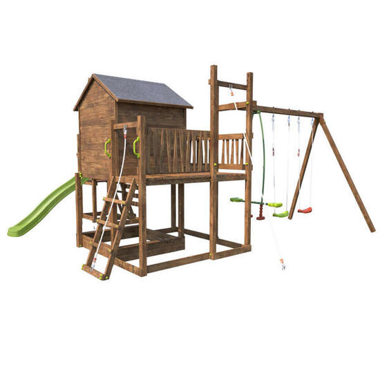 Aire de jeux avec cabane et toboggan COTTAGE CRAZY