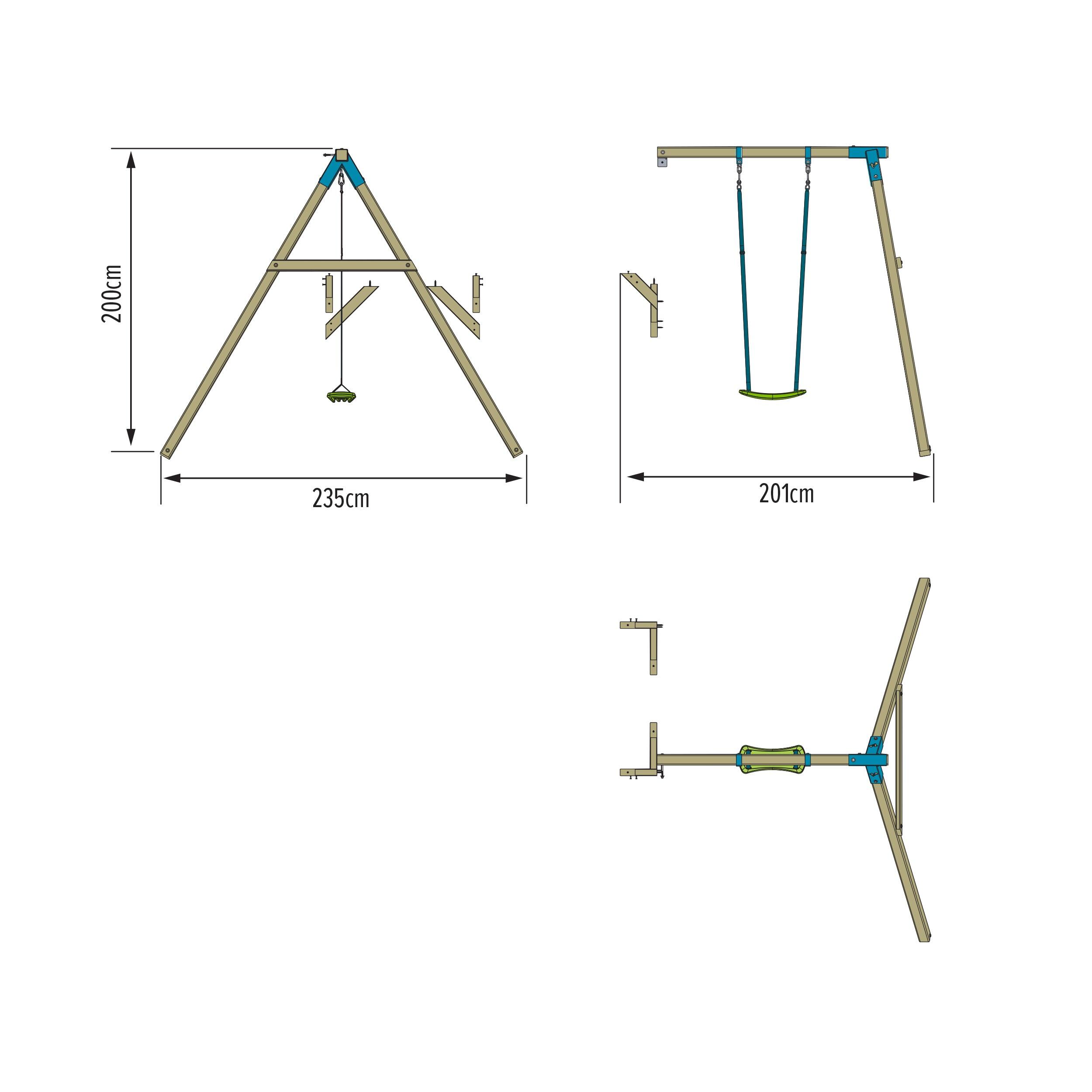 Bras de portique balançoire simple avec siège SKYWOOD bois FSC® 3/5