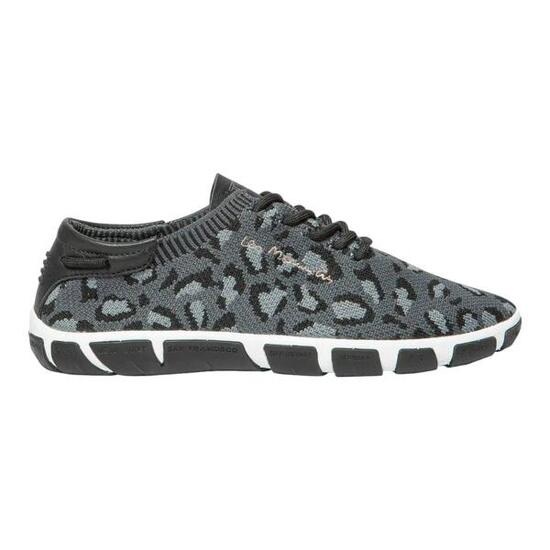 Tennis toile - Sport - Femme - Lacets, motif léopard - JAZARIA - Noir