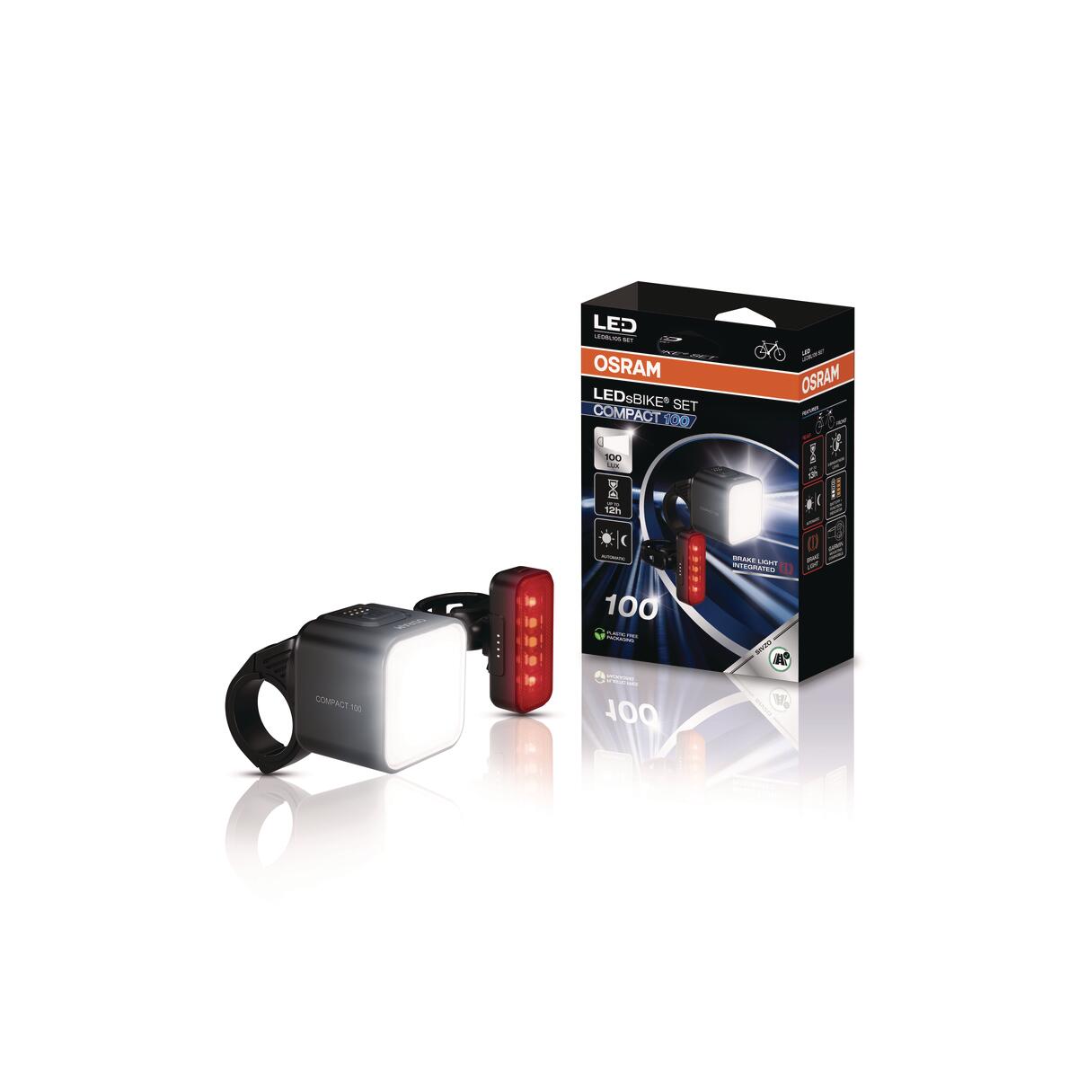 Wiederaufladbares USB-C Vorder- und Rücklicht Osram Compact 100 3/7