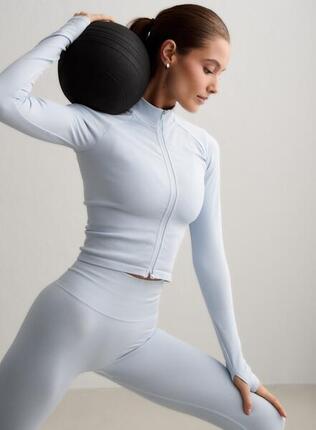 Damen Jacke mit Reißverschlus Nahtlos Atmungsaktiv Espresso Melange