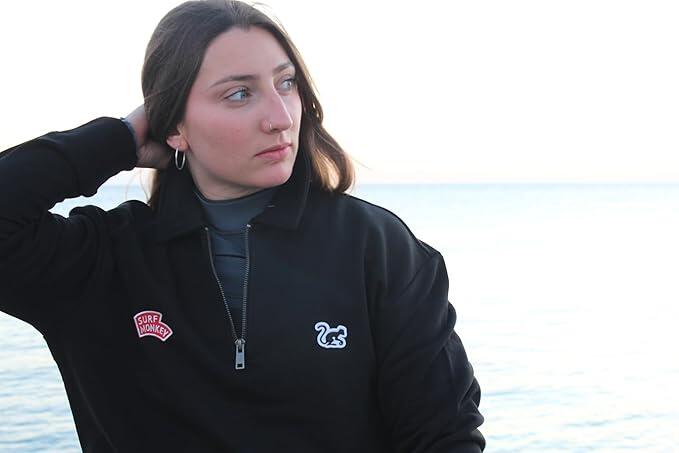 Sudadera 1/4 cremallera -Polo  -Orgánico- Adulto (Negro) 3/7