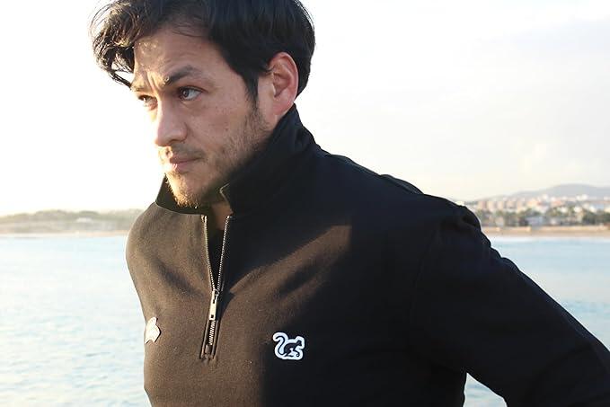 Sudadera 1/4 cremallera -Polo  -Orgánico- Adulto (Negro) 2/7