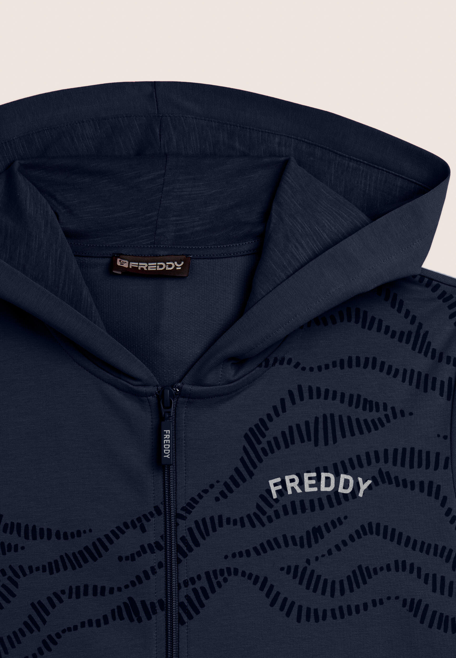Sweat-shirt à capuche en molleton de coton avec fermeture éclair et motif graphi 6/6