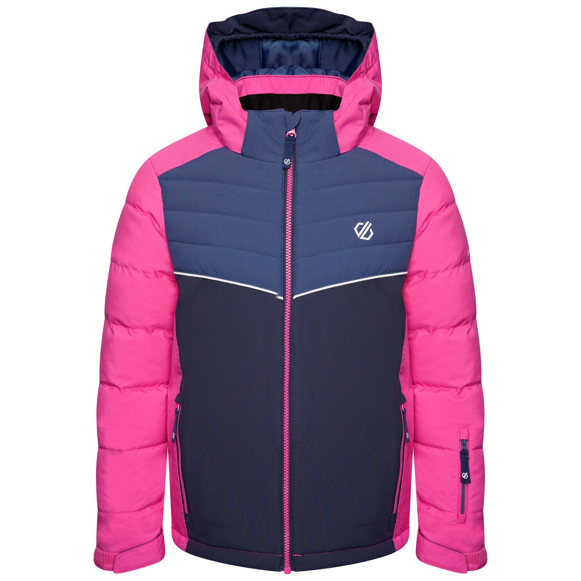 Cheerful Kids' Ski Waterproof Hooded Jacket - Bright Pink/Dark Blue 5/5