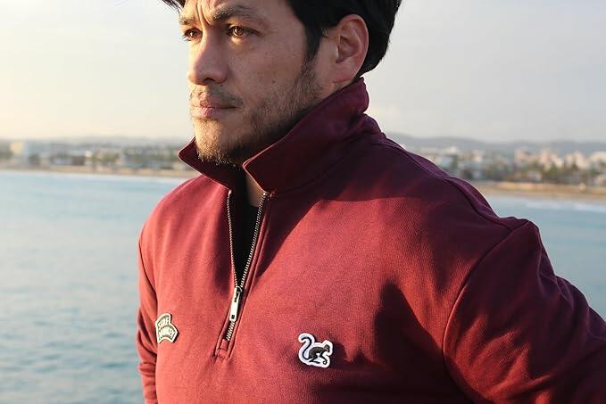 Poloshirt mit Viertelreißverschluss – Bio – Erwachsene (Burgunderrot) 4/7
