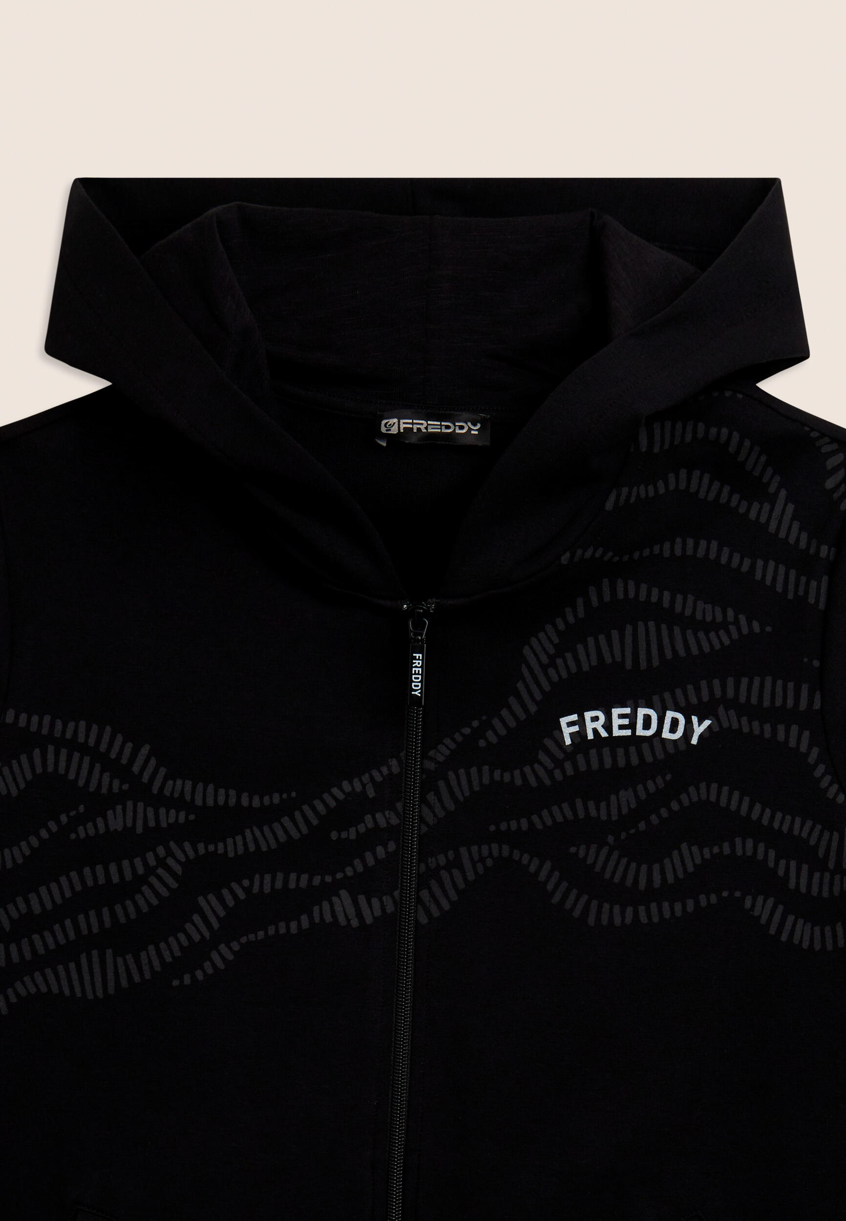Felpa Cappuccio in French Terry con Zip e Motivo Grafico 3/3