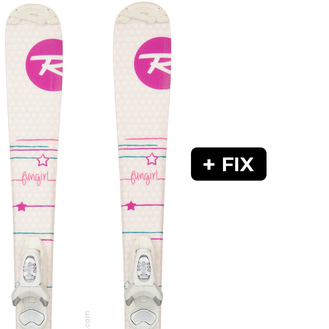 ROSSIGNOL Reconditionné - ROSSIGNOL FUN GIRL + KIDX 4 B76 WHITE SILVER - Très bon état