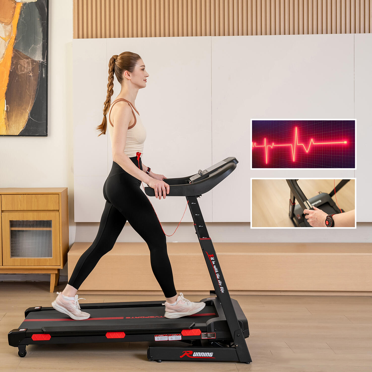 Tapis de Course Pliable et Inclinable 15 niveaux-WP16S-2200W-15km/h-APP ...