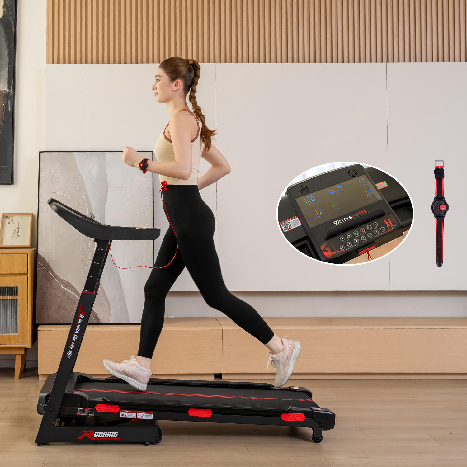 Tapis de Course Pliable et Inclinable 15 niveaux-WP16S-2200W-15km/h-APP ...