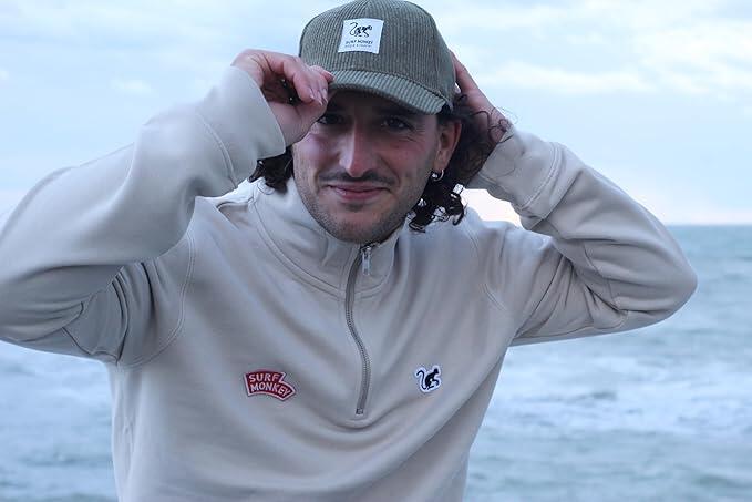 Sudadera 1/4 cremallera -Polo  -Orgánico- Adulto (Beige) 2/5