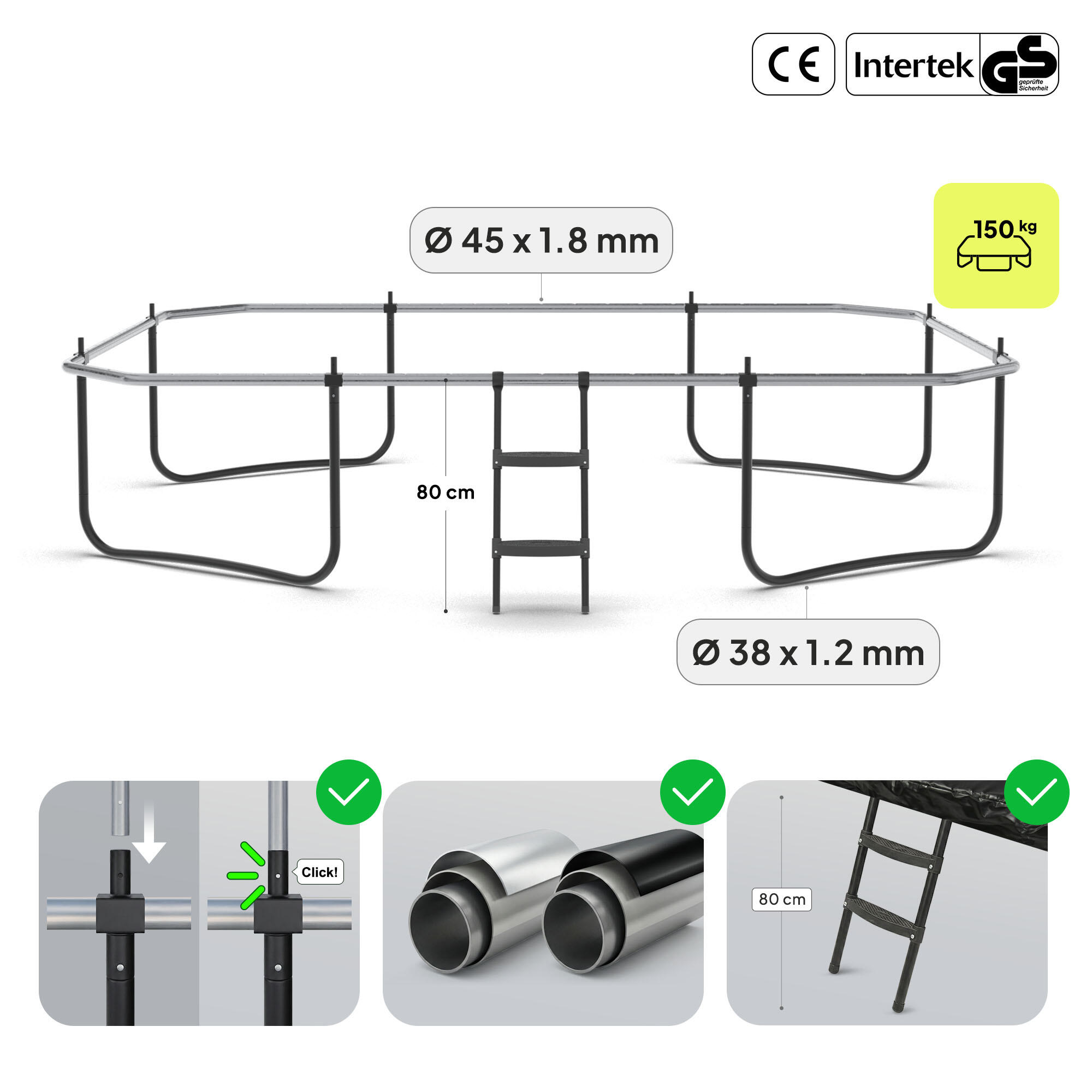 Trampoline Rechthoekig Zipro Jump Pro Quadro 366x244 cm met Veiligheidsnet 6/7