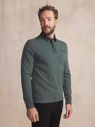 Polo homme manches longues CAVEZPOL - Marine, 100% coton