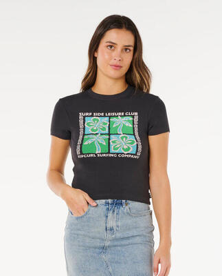 Rip curl surf side fitted tee - washed black