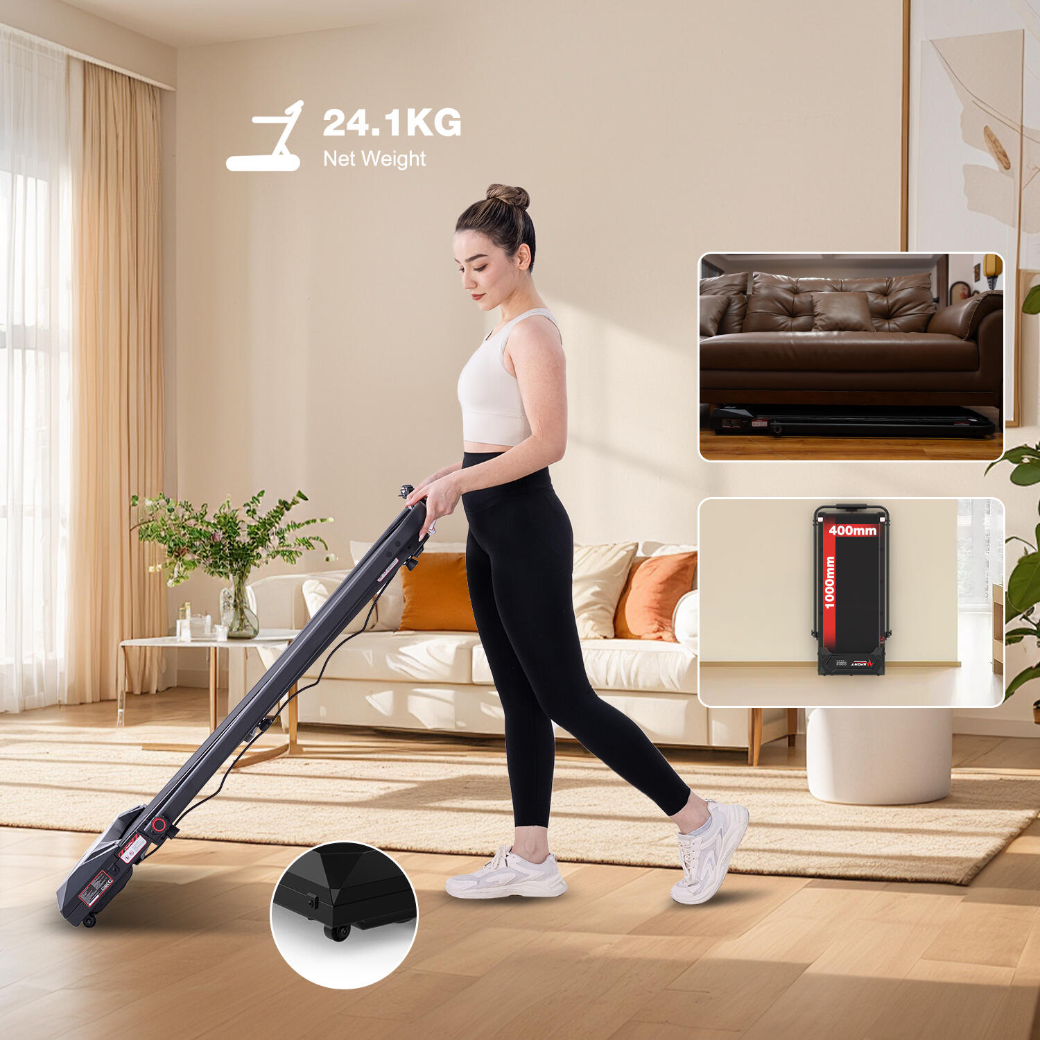 Folding and Incline Treadmill (3.4% incline), 1400W, ZX6S, 8 km/h 4/6