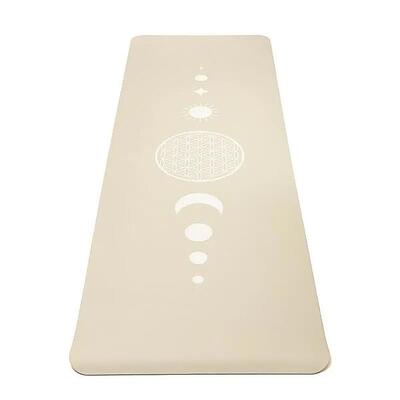 Yogi & yogini premium yogamat van 5 mm tpe met levensbloem-patroon.