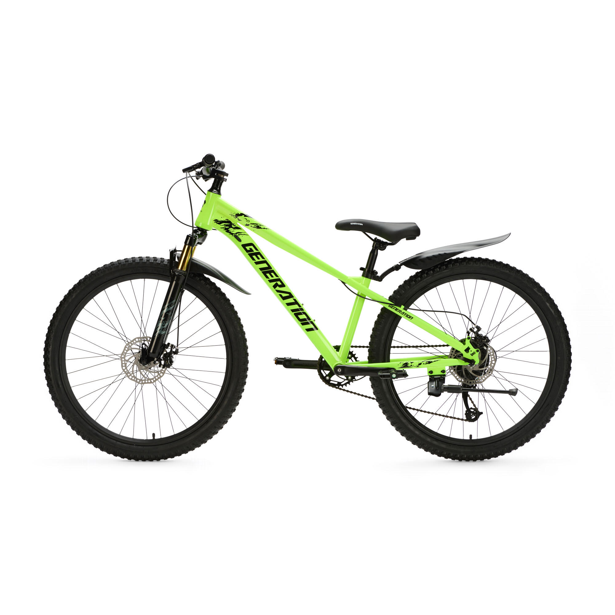 Generation X8 Bicicleta de Montaña 26 pulgadas – Amarillo Neón con guardabarros 4/5