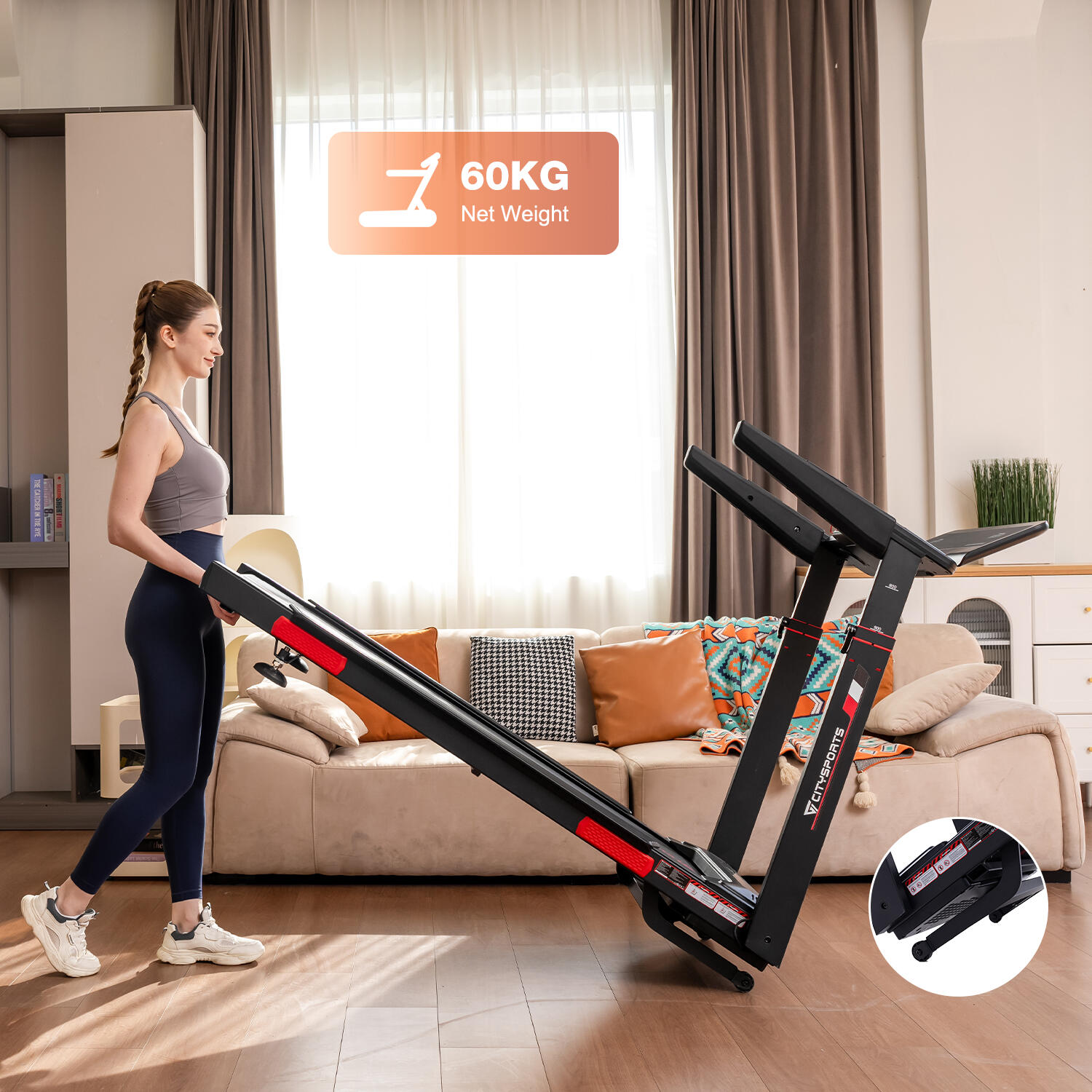 Tapis de Course Pliable et Inclinable CITYSPORTS-NB2-3700W-16.5km/h-APP 7/8