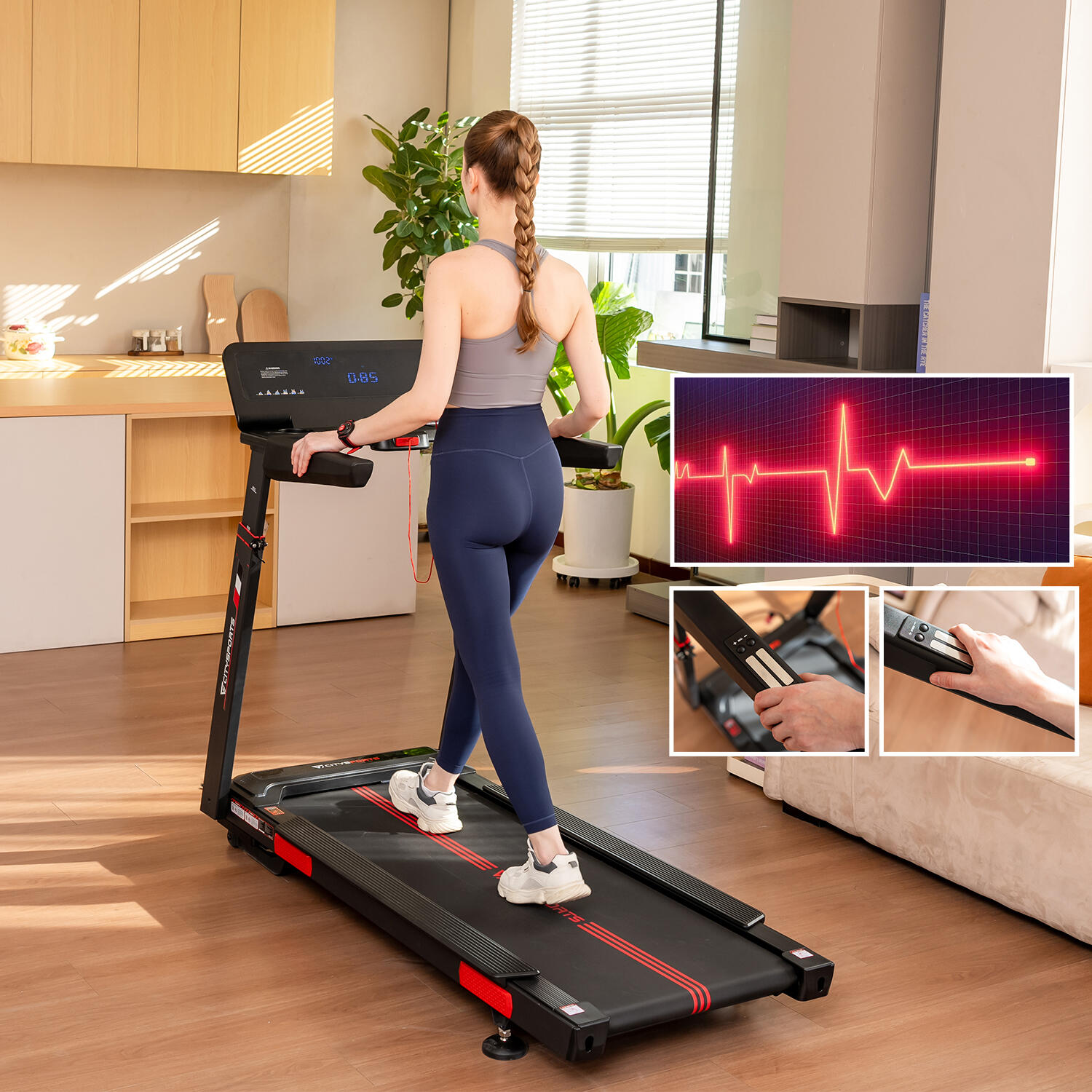 Tapis de Course Pliable et Inclinable CITYSPORTS-NB2-3700W-16.5km/h-APP 4/8