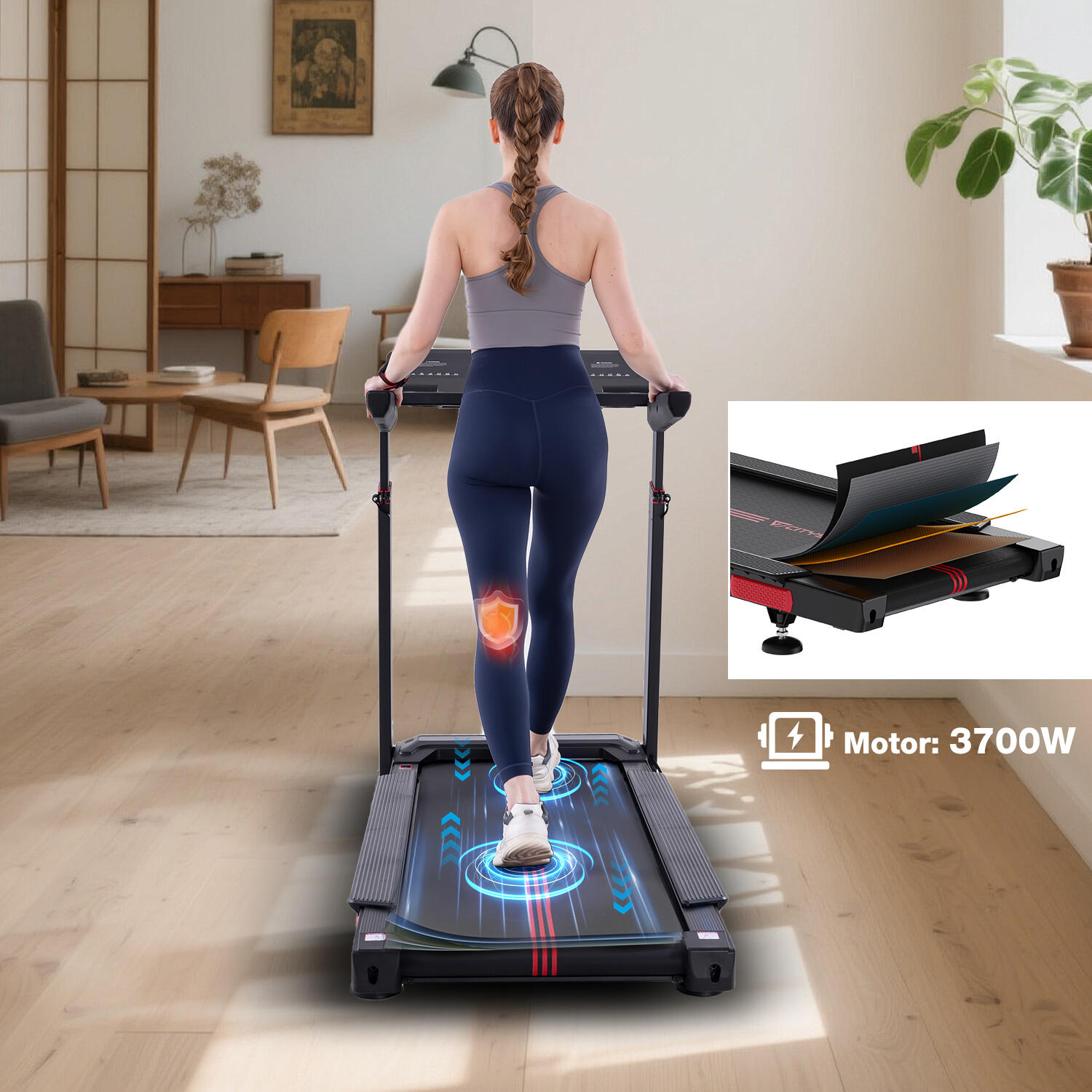 Tapis de Course Pliable et Inclinable CITYSPORTS-NB2-3700W-16.5km/h-APP 6/8
