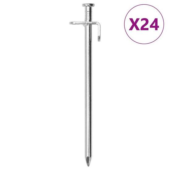 VidaXL piquets de tente 24 pcs Ø 8 mm x 19,5 cm acier galvanisé