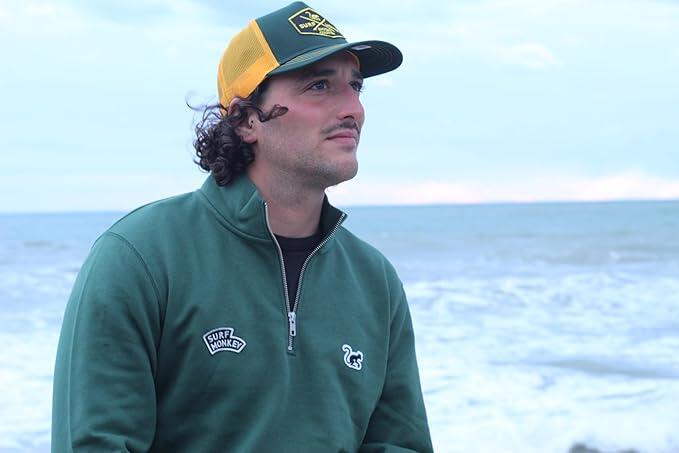 Sudadera 1/4 cremallera -Polo  -Orgánico- Adulto (Verde) 3/5