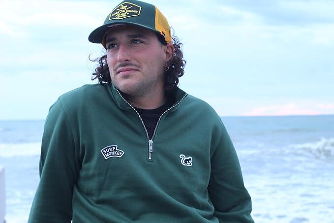 Sudadera 1/4 cremallera -Polo  -Orgánico- Adulto (Verde) 2/5