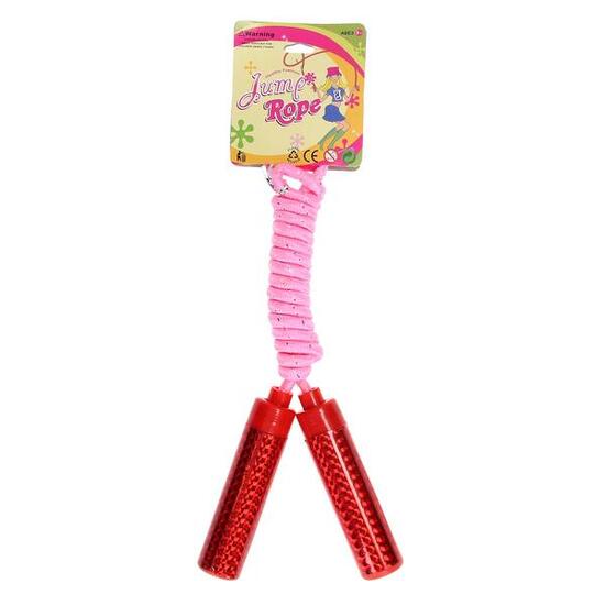 Corda per saltare colorata 2 m con manici in plastica scintillanti.